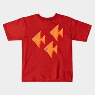 Orange mosaic angelfish fish Kids T-Shirt